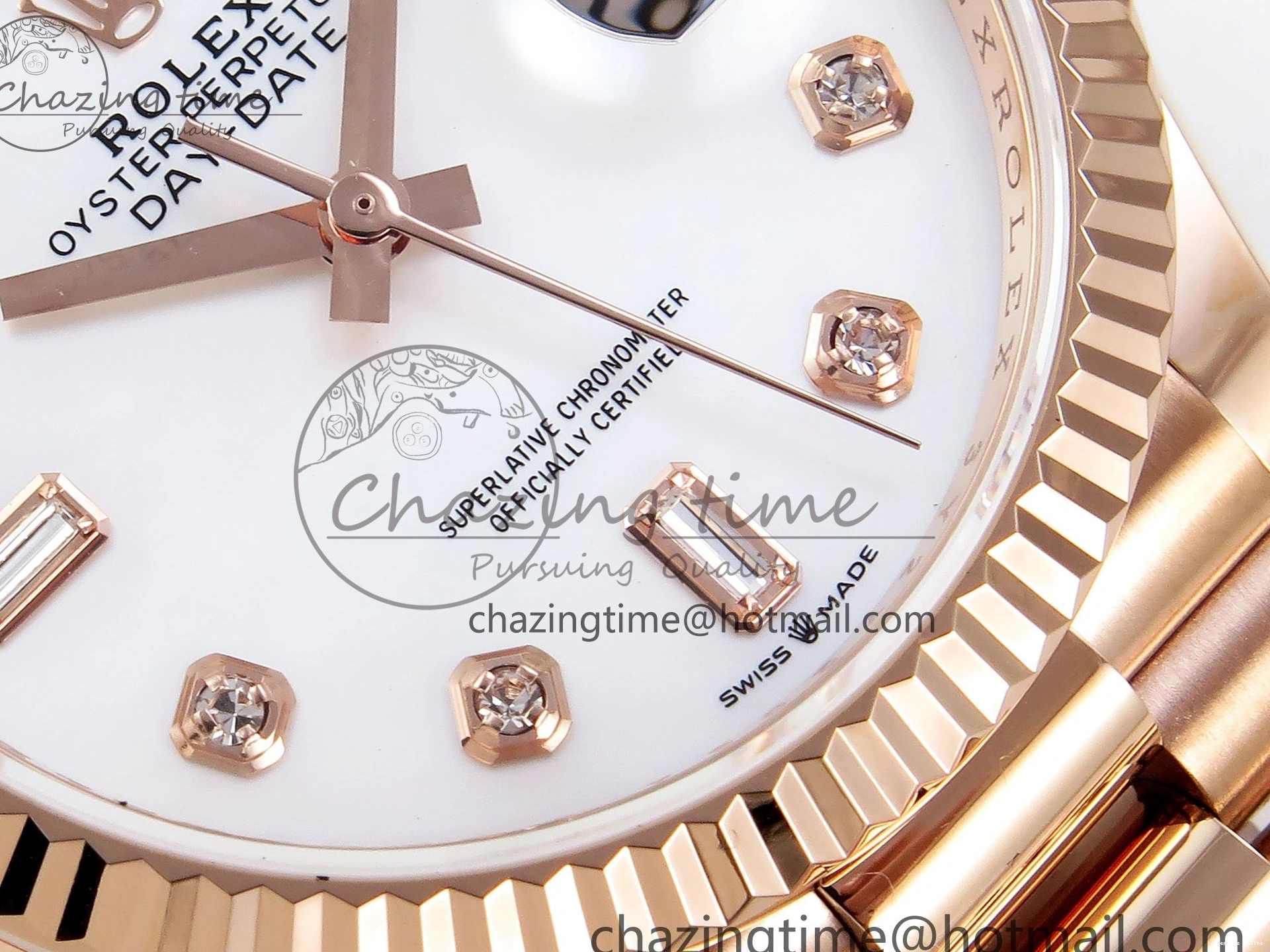 0523 OdorResistant Day Date 36 RG TWSF Best Edition White Diamonds Dial on RG Bracelet A 1610